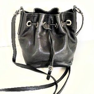 Gianni Chiarini Bucket Pebbled Lizard Black Leather Crossbody